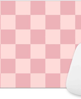 Pink Mouse Pad, Checkered Pattern Mousepad, Square Premium Texture Computer Cute Mouse Pad Design for Office Work Home, Non-Slip Rubber Gaming Mouse Pads for Computer Laptop, Modern Aesthetic