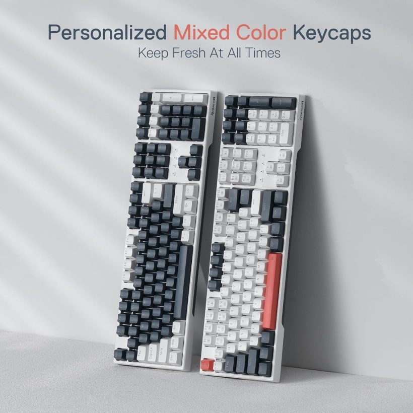 Redragon K668 RGB Gaming Keyboard, 108 Keys Wired Mechanical Keyboard w/Extra 4 Hotkeys, Sound Absorbing Foams, Upgraded Hot-swappable Socket, Mixed Color Keycaps x 2 Sets, Red Switch - Image 6