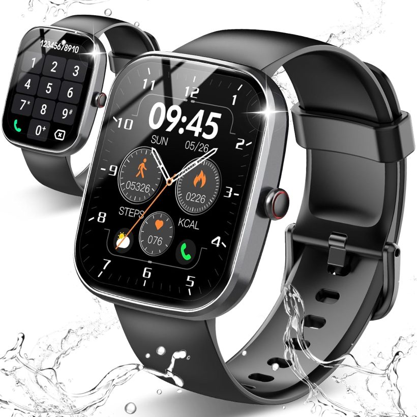 Smart Watch, 1.91" HD Screen Smartwatch for Men Women(Answer/Make Call), Fitness Watch with Heart Rate/Sleep Monitor/Steps Monitor, 110+ Sports Modes, IP68 Waterproof Activity Trackers, Black