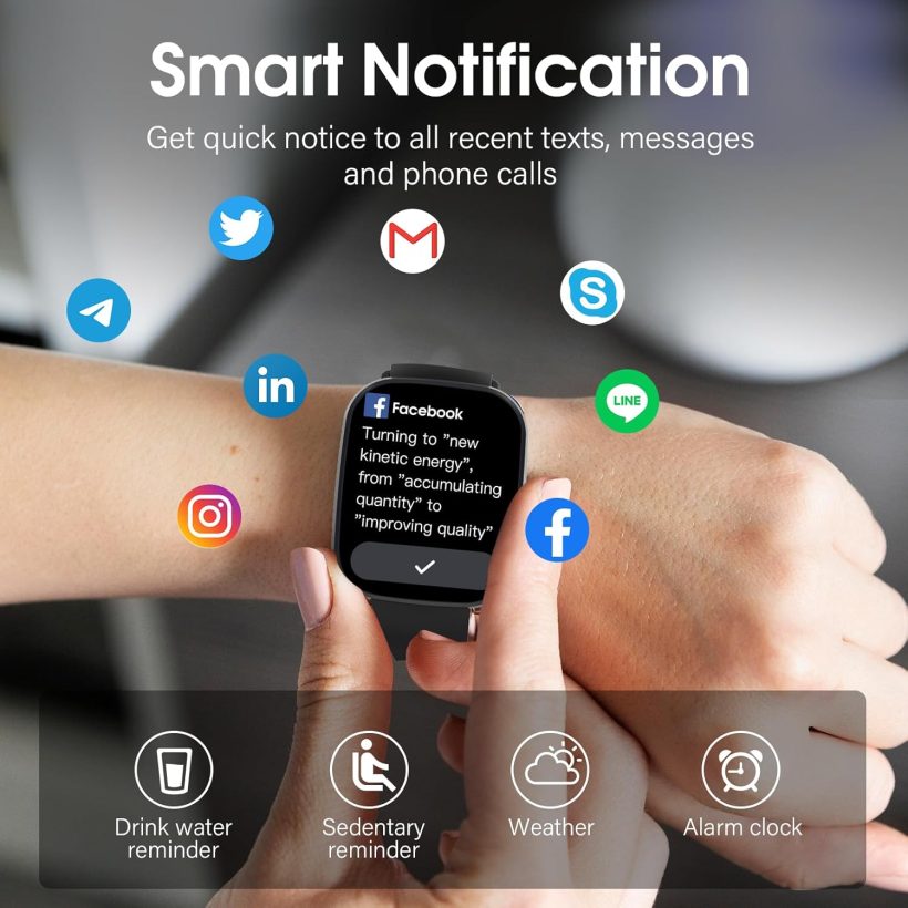 Smart Watch, 1.91" HD Screen Smartwatch for Men Women(Answer/Make Call), Fitness Watch with Heart Rate/Sleep Monitor/Steps Monitor, 110+ Sports Modes, IP68 Waterproof Activity Trackers, Black - Image 5